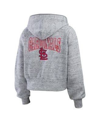 Women's Heather Gray St. Louis Cardinals Speckled Fleece Cropped Full-Zip Hoodie