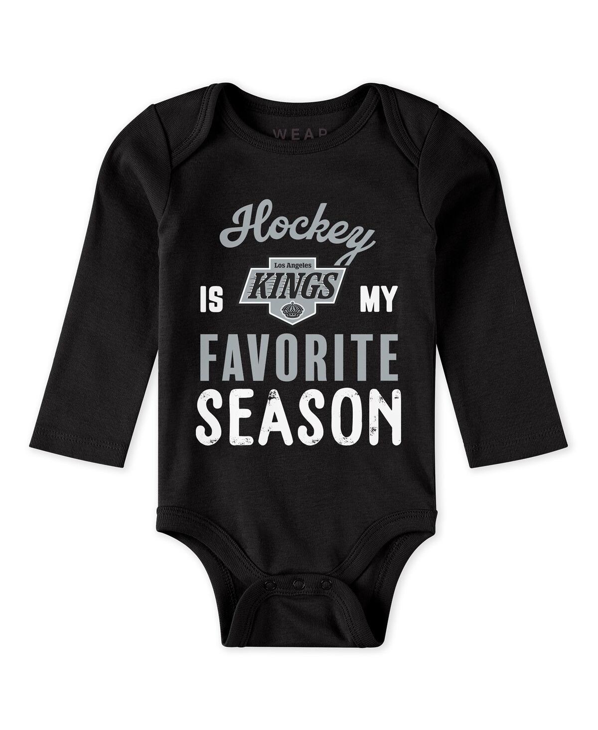 Wear By Erin Andrews Baby Boys And Girls 3-piece Los Angeles Kings Turn Me Around Bodysuits And Pants Set In Black,heather Gray