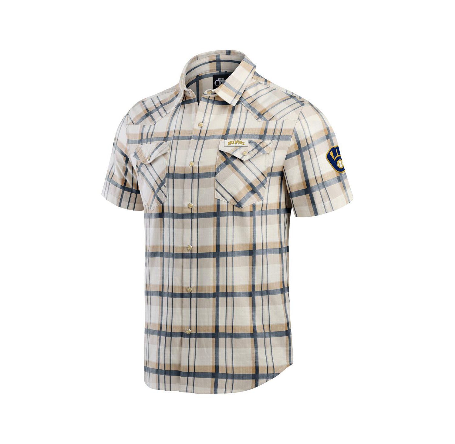 Men's Navy Milwaukee Brewers Plaid Full-Snap Shirt
