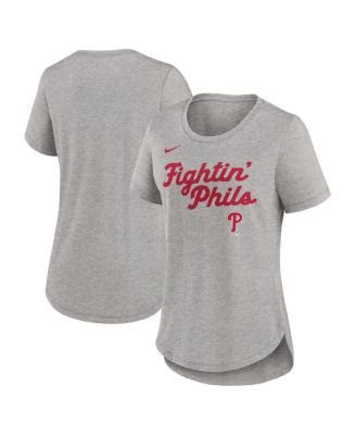 Nike - Women's Heather Gray Philadelphia Phillies Script Tri-Blend T-Shirt