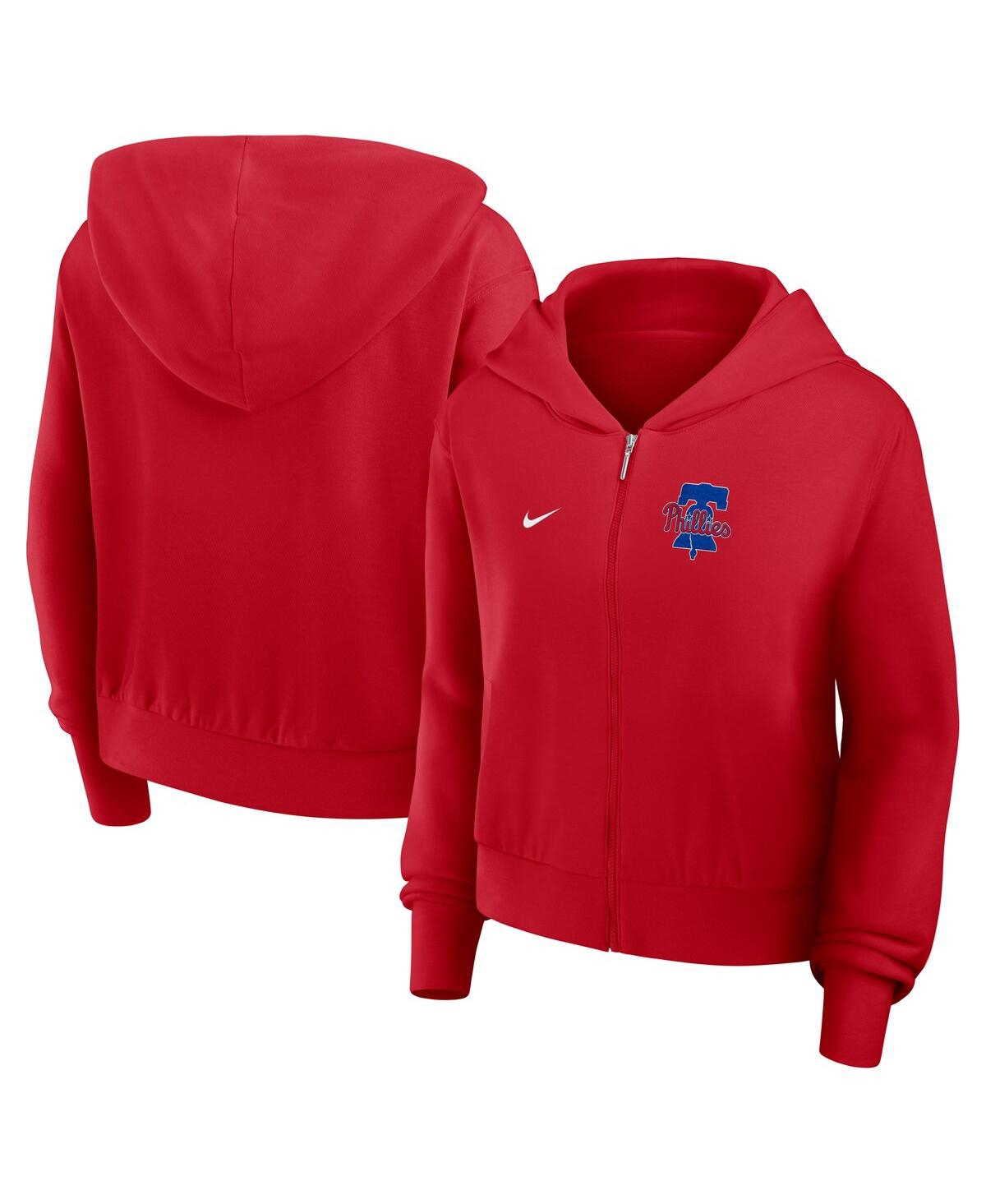 Nike Women's Red Philadelphia Phillies Lightweight Full-zip Hoodie In Red