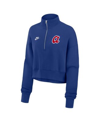 Women's Royal Atlanta Braves Cooperstown Collection Phoenix Fleece Half-Zip Sweatshirt