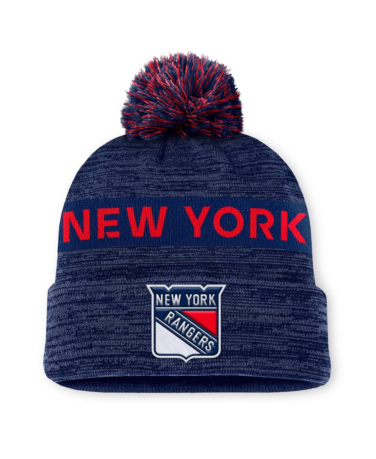 Fanatics Men's Blue New York Rangers Authentic Pro Alternate Logo Cuffed With Pom Knit Hat In Blue