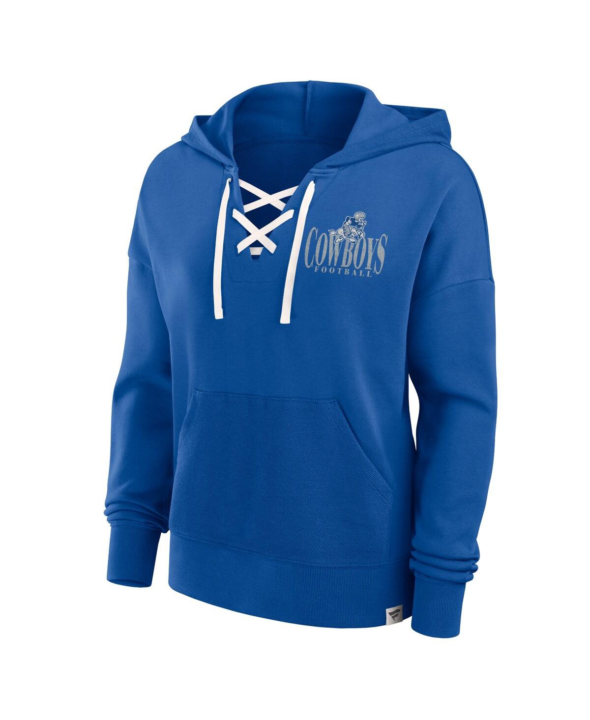 Fanatics Women's Royal Dallas Cowboys Blitz Left Lace-up Pullover Hoodie In Royal
