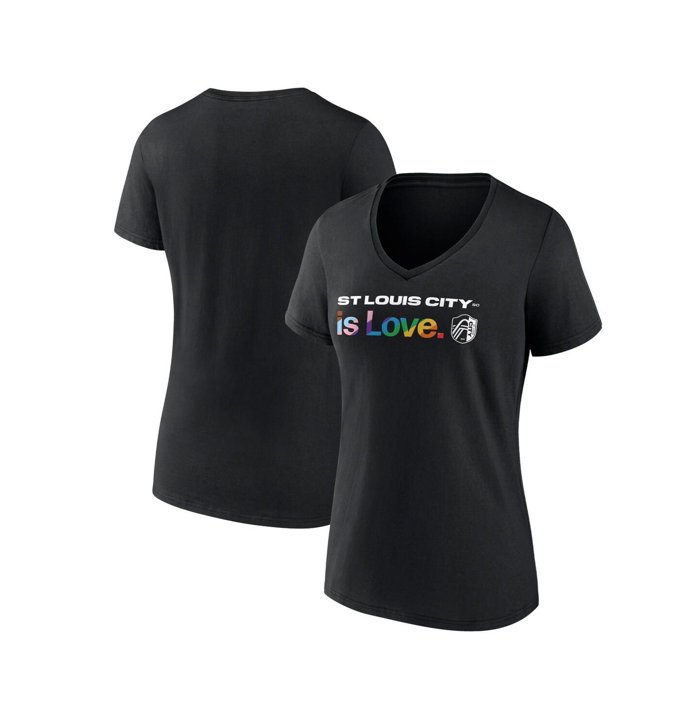 Женская футболка Fanatics Black St. Louis City SC Lucky City Pride V-Neck — фото 1