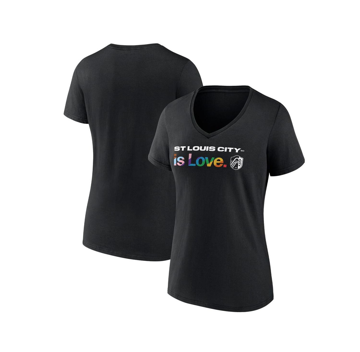 Women's Black St. Louis City SC Lucky City Pride V-Neck T-Shirt