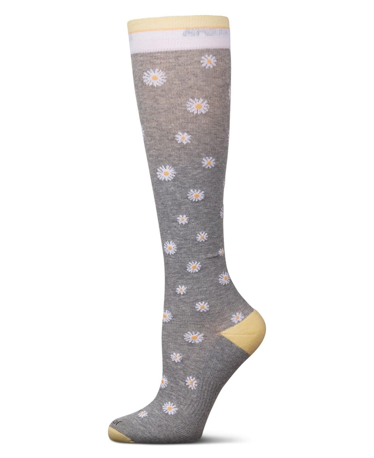 Women's Daisies Cotton Blend 15-20 mmHg Graduated Compression Socks UOY08999 - Med Gray Heather