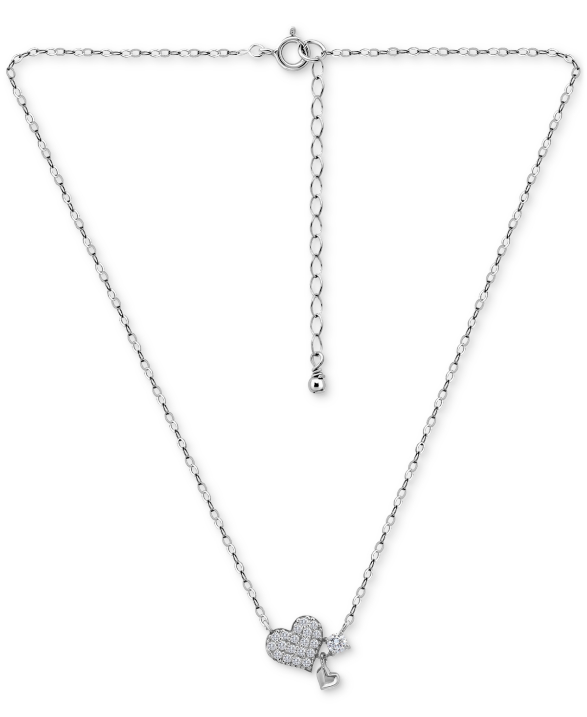 Giani Bernini Cubic Zirconia Heart Pendant Necklace (3/8 Ct. T.w.) In 18k Gold-plated Sterling Silver, 16" + 2" Ex In Silver