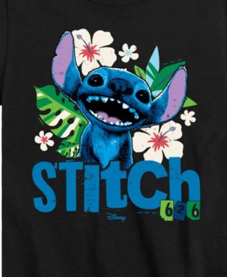 Big Boys Lilo Stitch Live Action Stitch Flowers Graphic T-Shirt