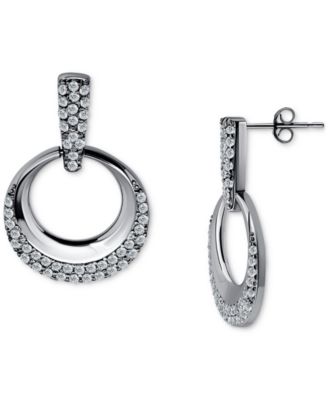 Cubic Zirconia Pav&eacute; Doorknocker Drop Earrings, Exclusively at Macy's