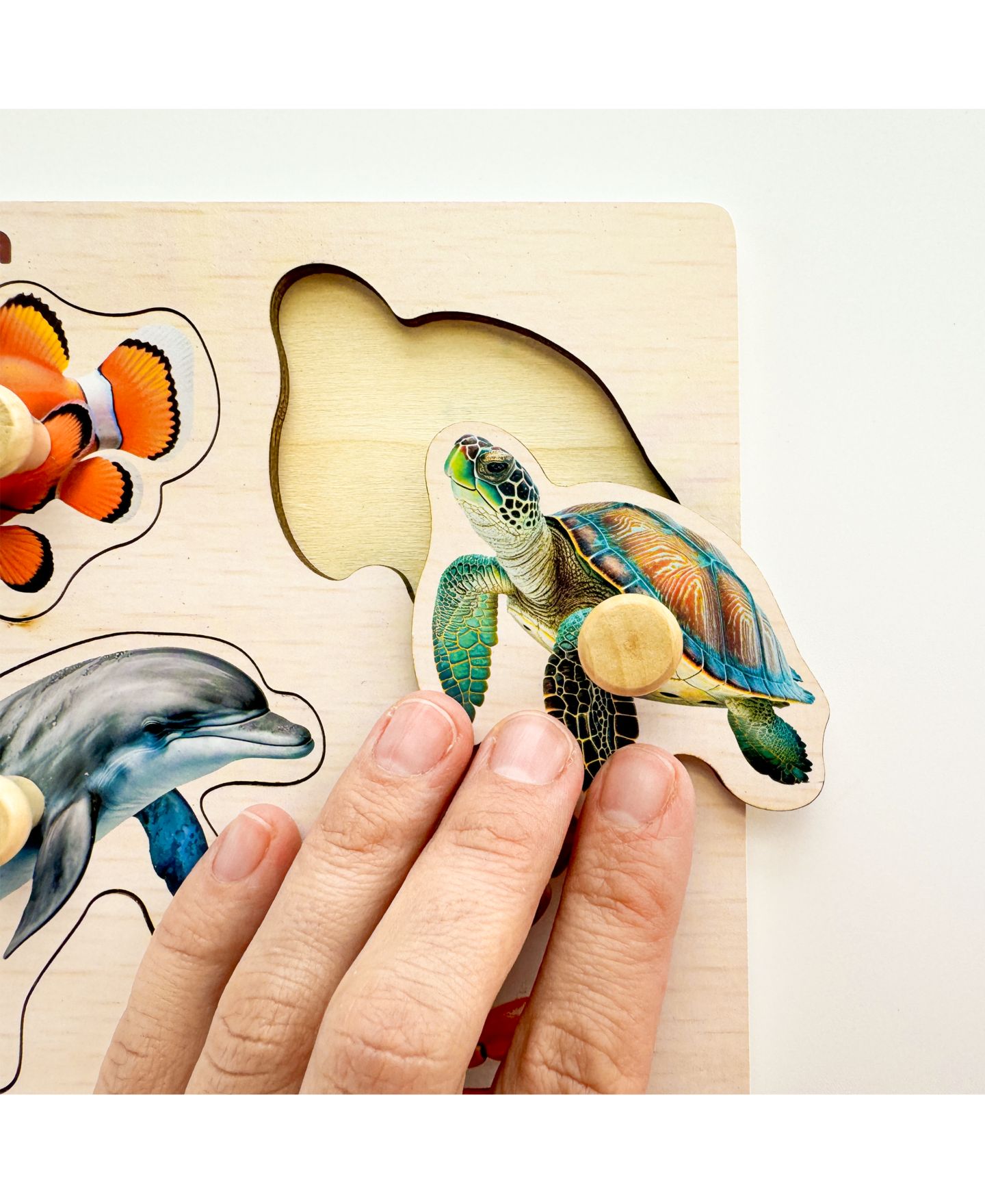 Детский пазл Quokka Wooden Puzzles for Toddlers 1-3 – Pegged Puzzles for Kids, цвет: Fruits And Animals — фото 7