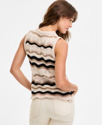 Women's Wavy Stripe Cotton Sweater Tank Top