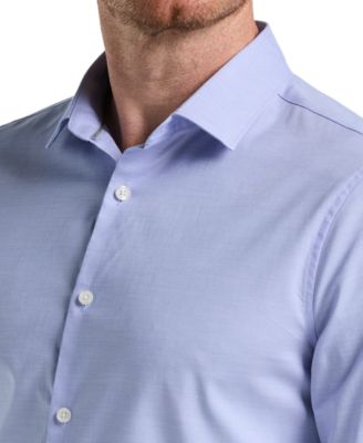 Men's Slim Fit Long Sleeve Button-Front Dobby Cotton Shirt