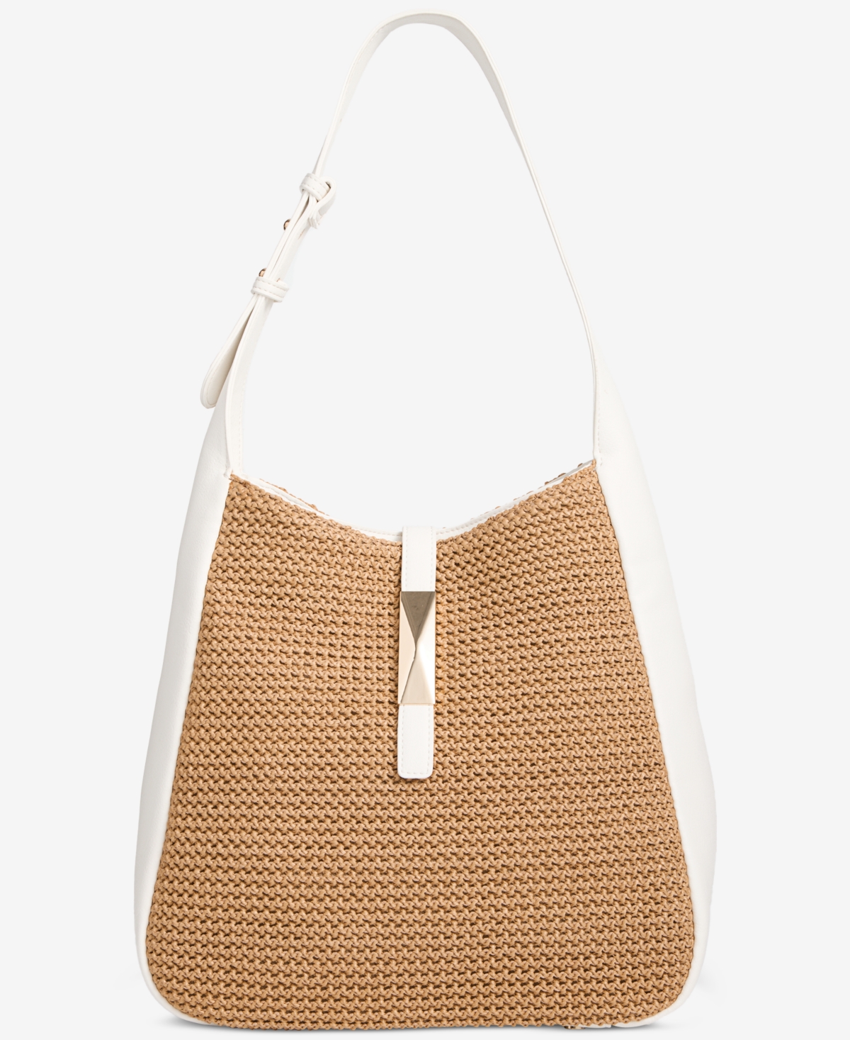Salee Straw Shoulder Bag, Exclusively at Macy's - Straw/ White