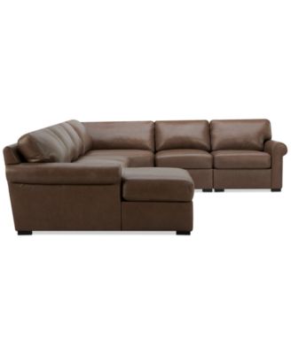 Radley Roll Arm 152" 5-Pc. Leather Wedge Corner Chaise Sectional, Exclusively at Macy's