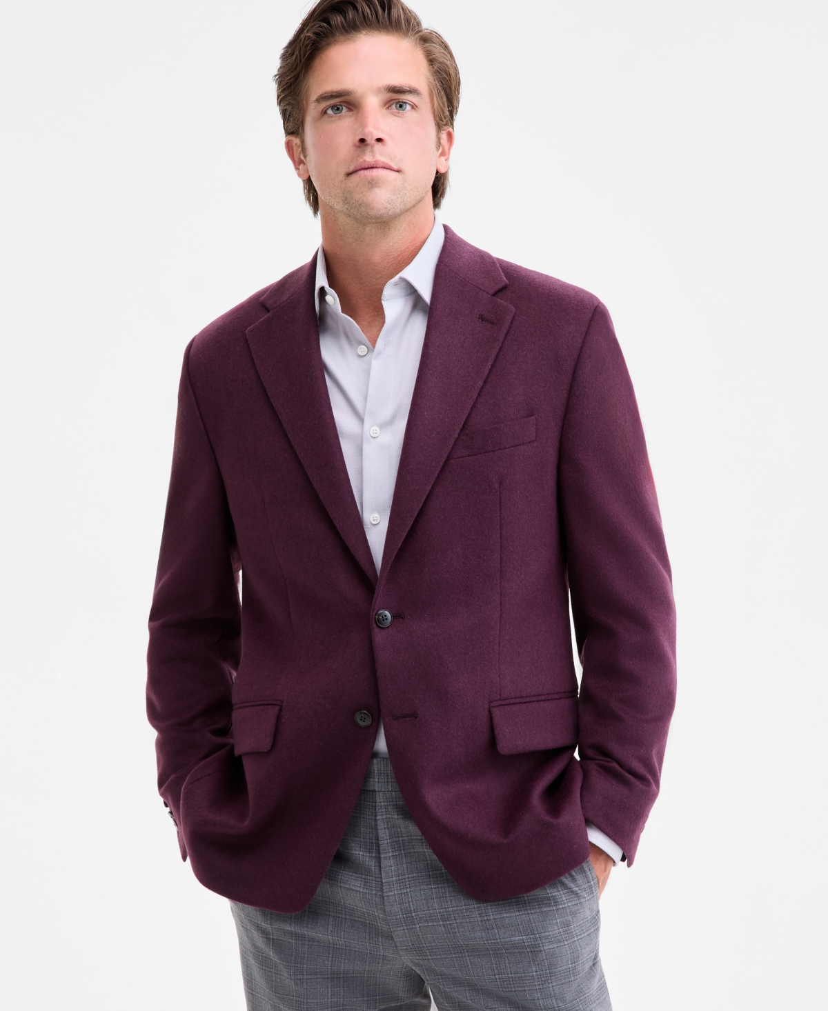 Michael Kors Men's Classic-Fit Wool Blend Luxury Sport Coat - Burgundy