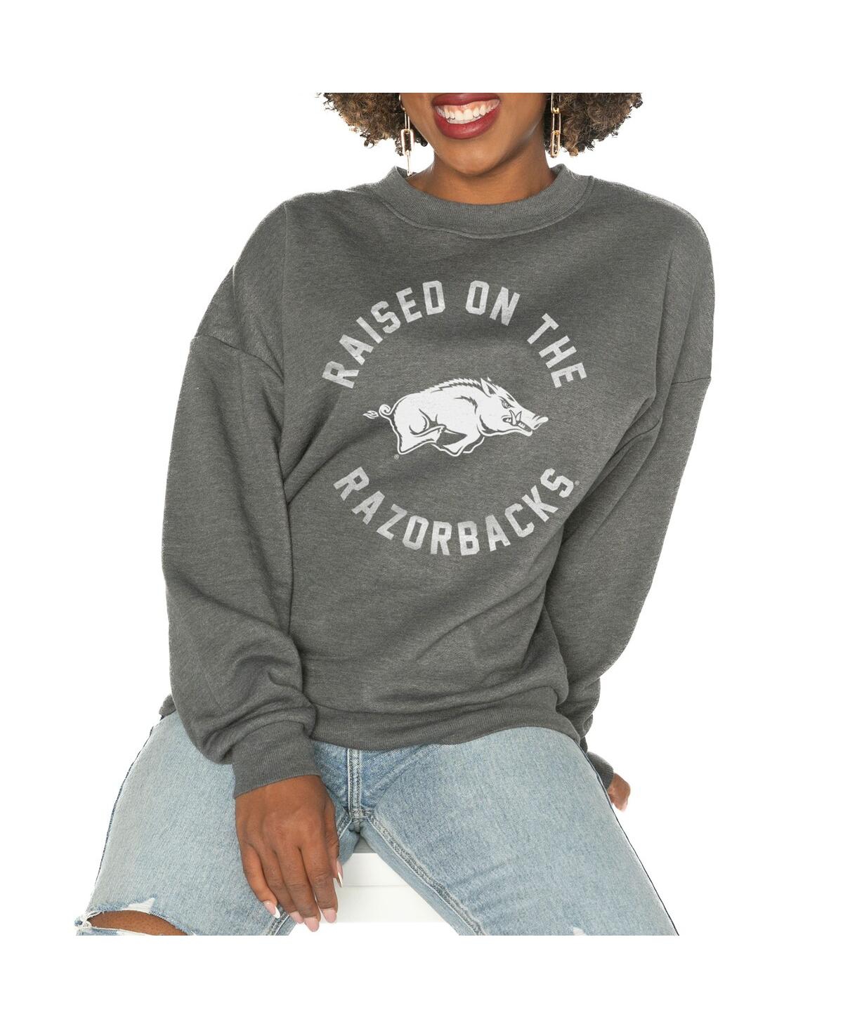 Gameday Couture Women's Charcoal West Virginia Mountaineers Good Vibes Premium Fleece Drop Shoulder Pullover Sweatsh In Charcoal