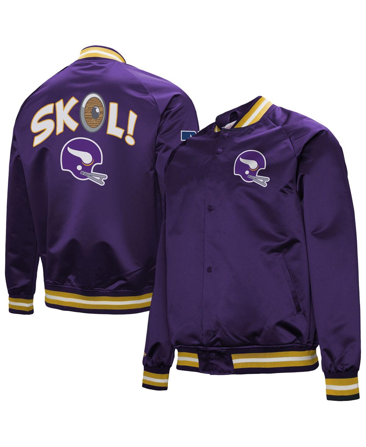 Men's Purple Minnesota Vikings Vintage Double Down Satin Raglan Full-Snap Jacket - Purple