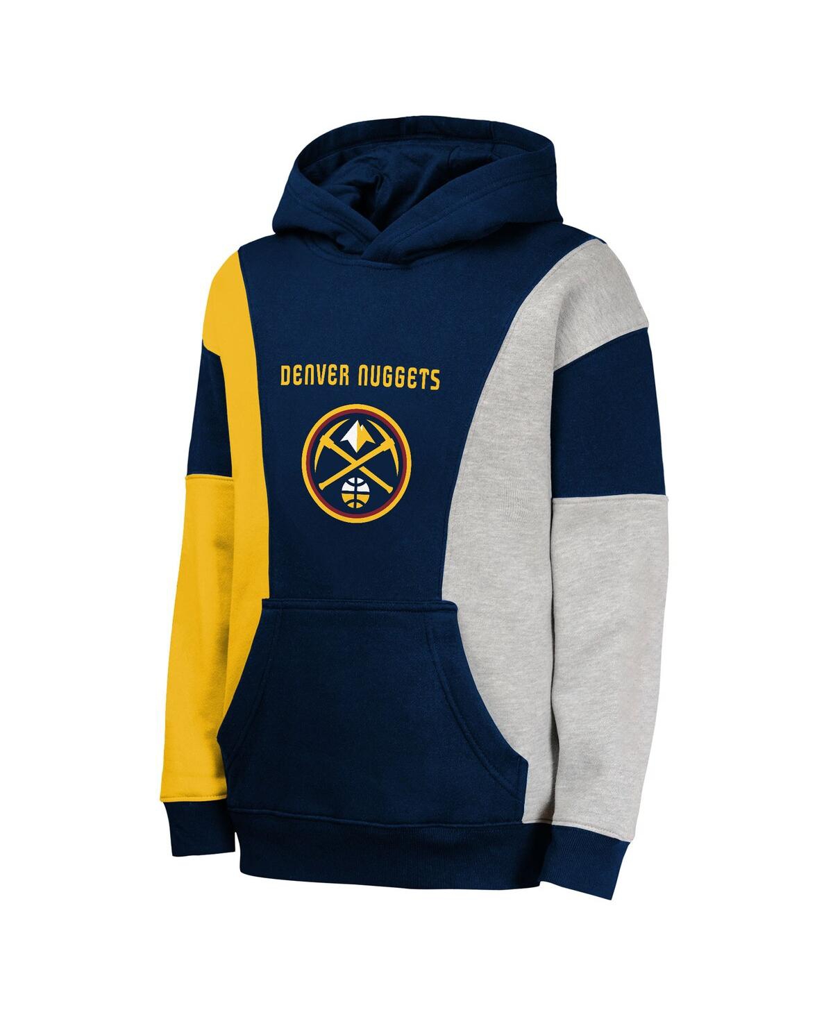 Shop Outerstuff Big Boys And Girls Navy Denver Nuggets Ace In The Hole Pullover Hoodie
