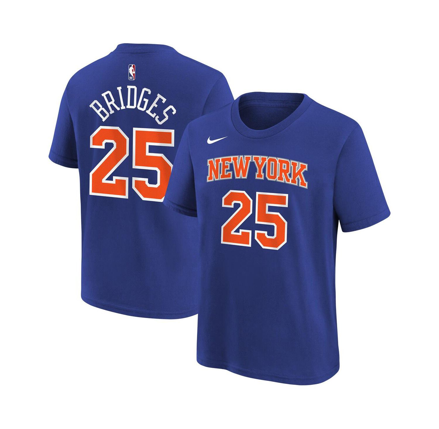Big Boys and Girls Mikal Bridges Blue New York Knicks Icon Name & Number T-Shirt
