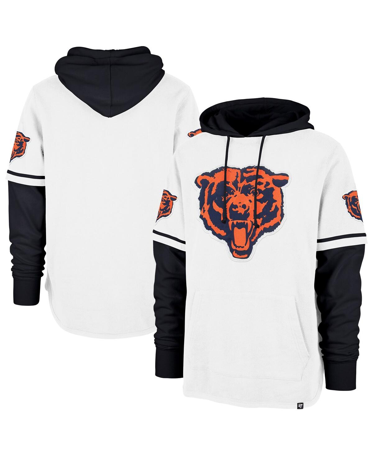 Men's White Chicago Bears Throwback Shortstop Pullover Hoodie - White