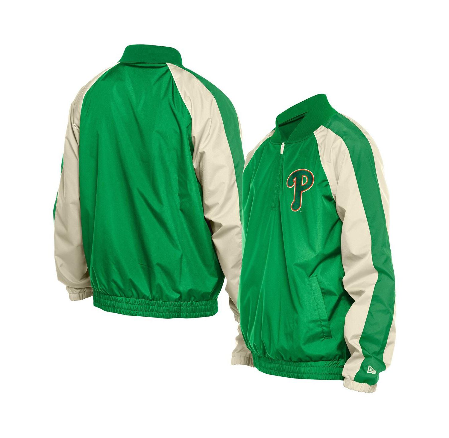 Men's Kelly Green Philadelphia Phillies Ripstop Raglan Quarter-Zip Hoodie Windbreaker Jacket