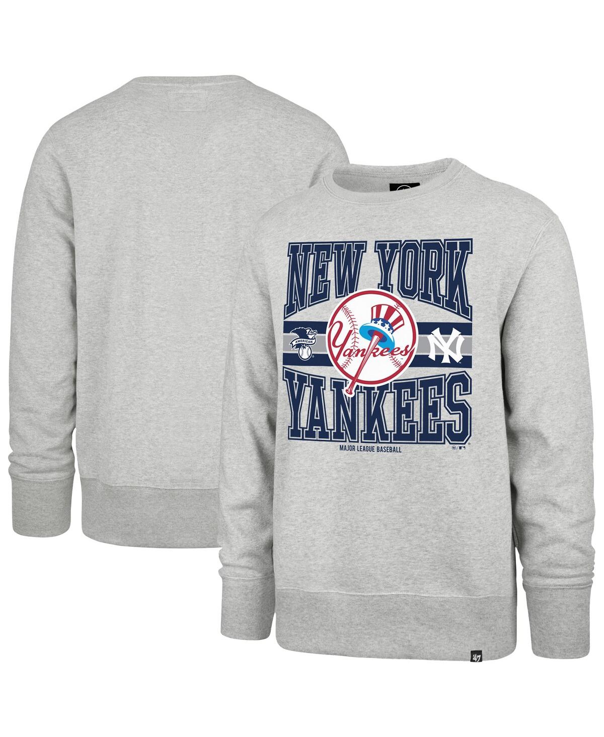 Men's Gray New York Yankees Letters Headline Pullover Sweatshirt - Gray
