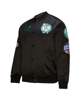 Men's Black Boston Celtics Hardwood Classics Blackout Collection Satin Full-Zip Jacket