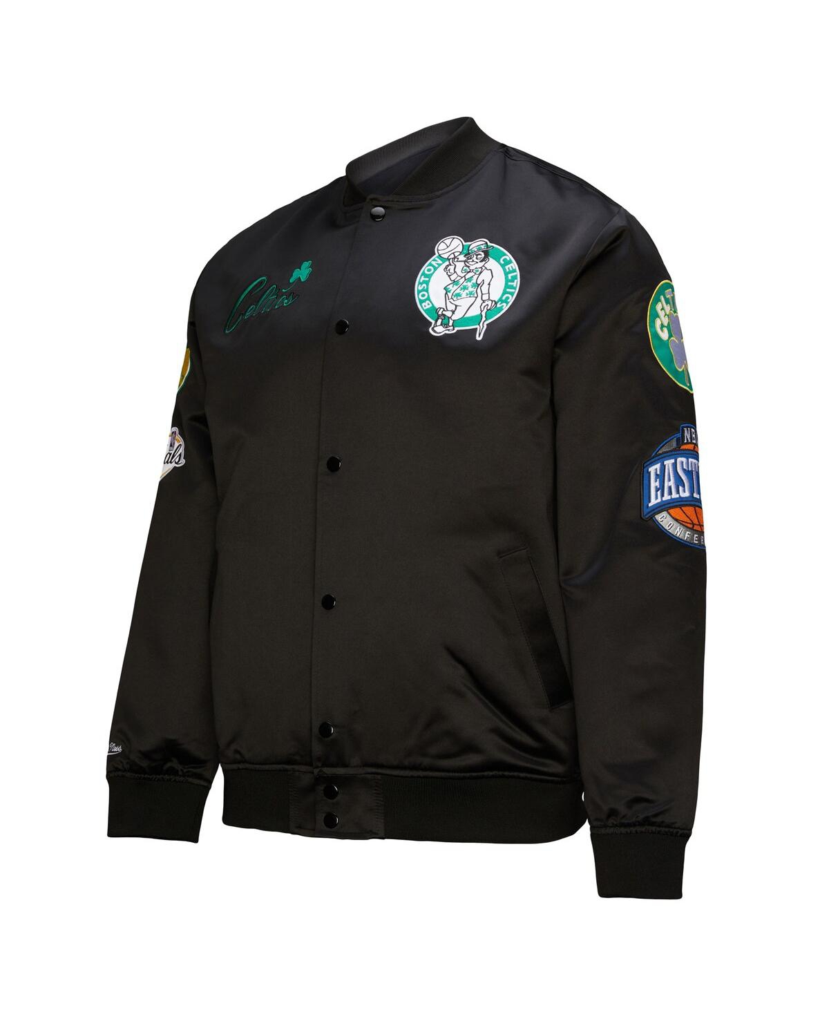 Mitchell & Ness Men's Black Boston Celtics Hardwood Classics Blackout Collection Satin Full-zip Jacket In Black