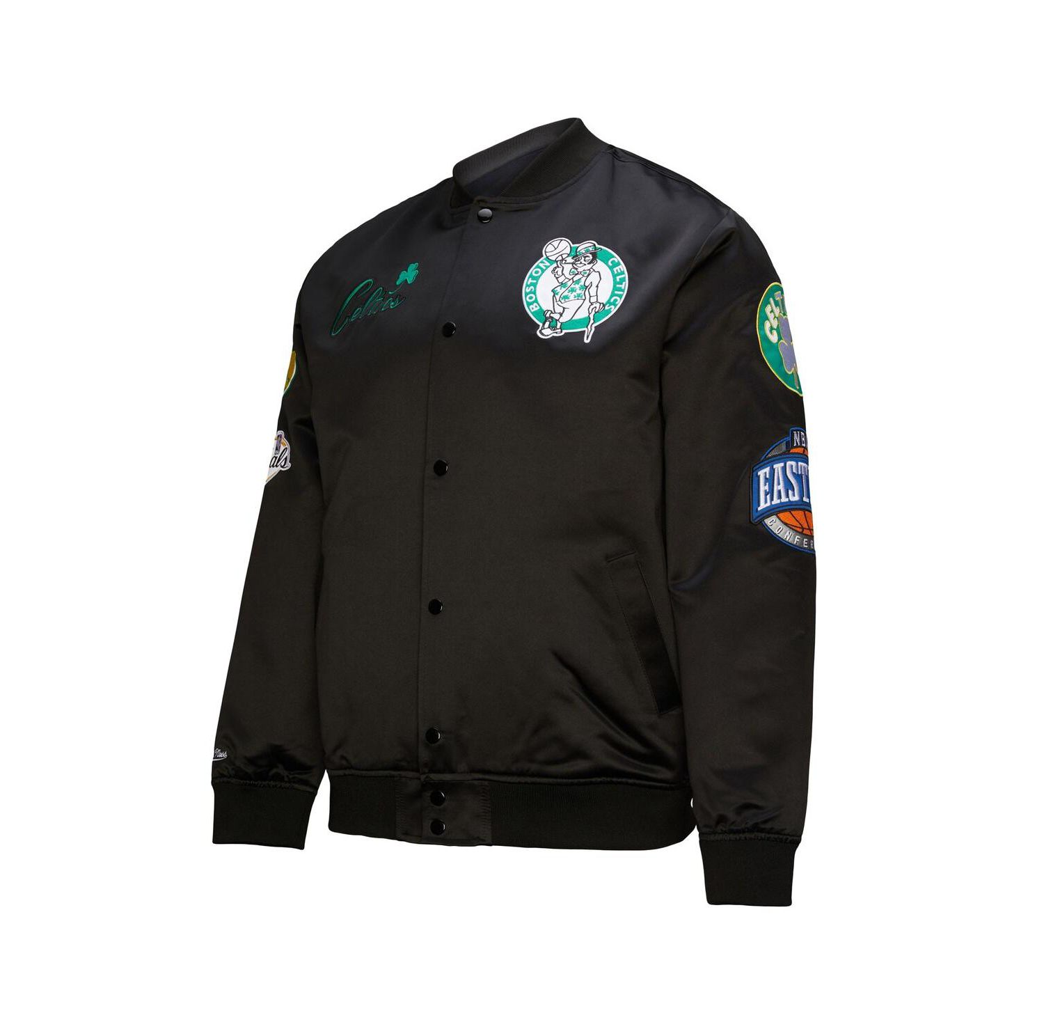 Men's Black Boston Celtics Hardwood Classics Blackout Collection Satin Full-Zip Jacket