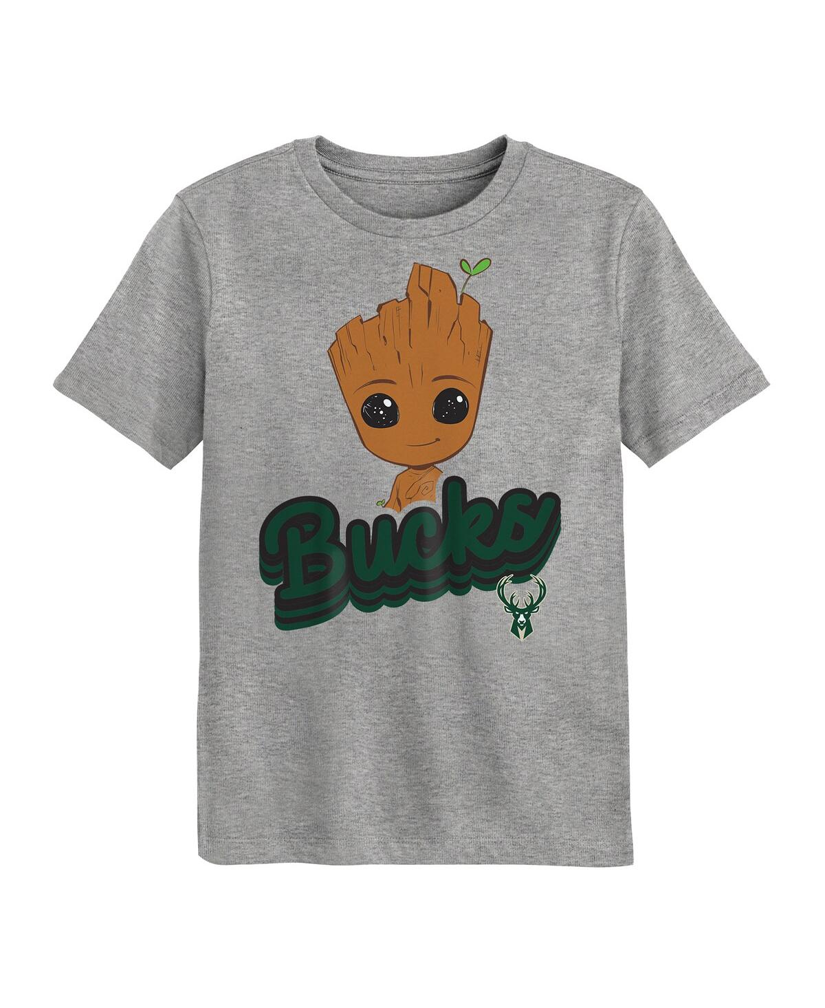 Outerstuff Preschool 2-piece Milwaukee Bucks Guardians Of The Galaxy T-shirt Set In Heather Gray