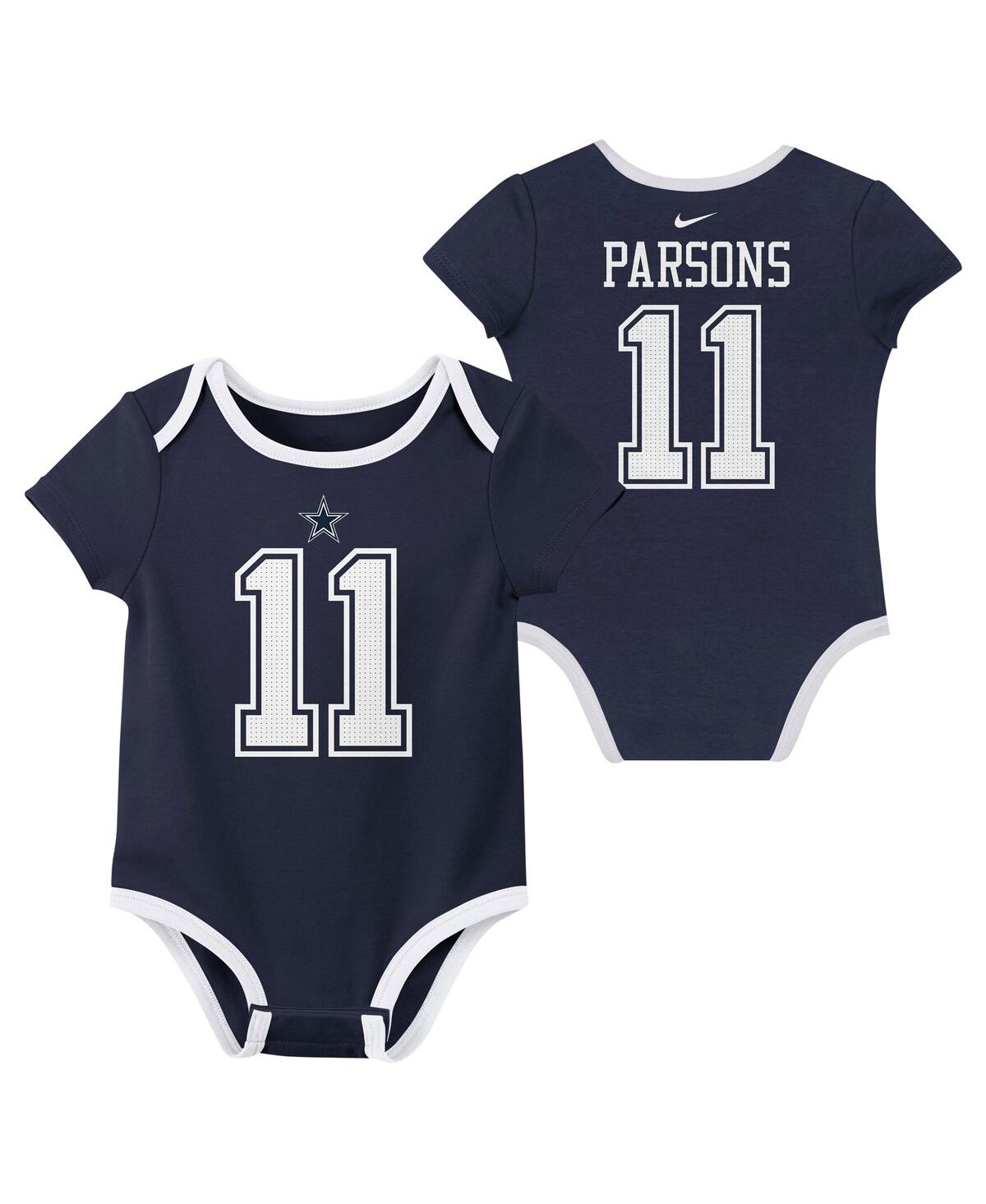 Nike Baby Boys And Girls Micah Parsons Dallas Cowboys Name Number Bodysuit 3-pack In Navy