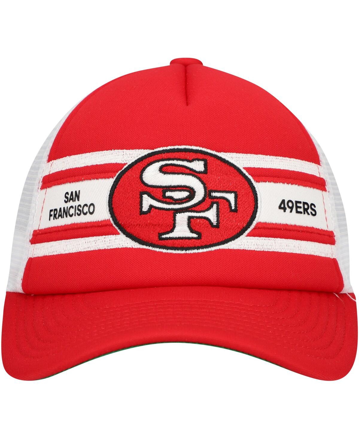 Shop Mitchell & Ness Big Boys And Girls Scarlet San Francisco 49ers Stripe Trucker Adjustable Hat