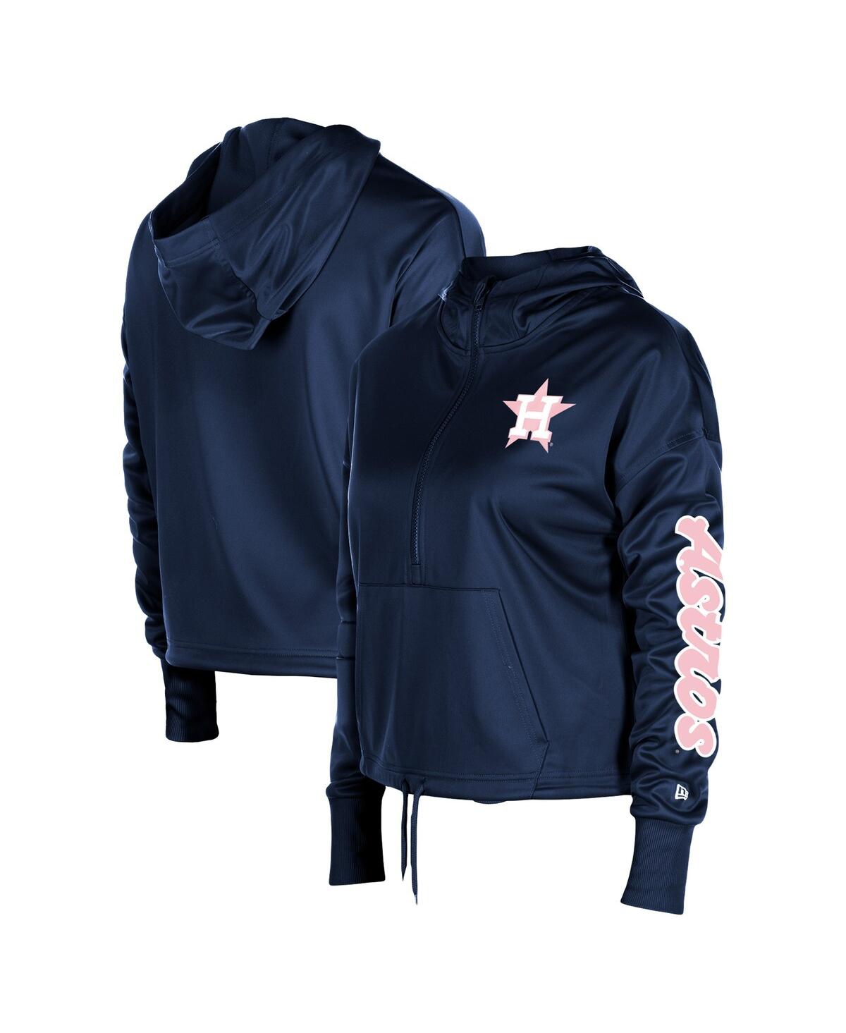 NEW ERA WOMEN'S NAVY HOUSTON ASTROS HALF-ZIP HOODIE 