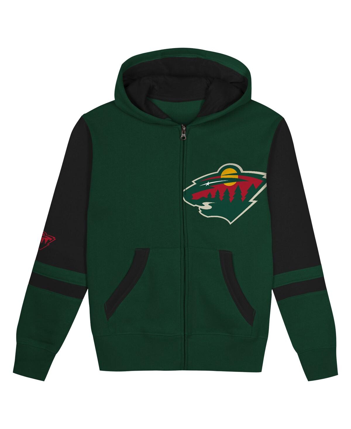 Outerstuff Preschool Green Minnesota Wild Face Off Full-zip Hoodie In Green