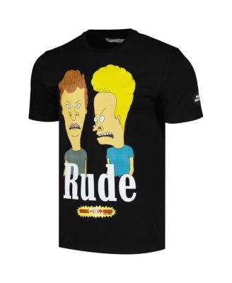 Men's and Women's Black Beavis and Butt-Head Rude T-Shirt
