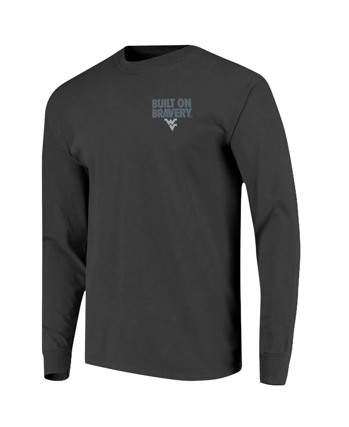 Image One Men's Graphite West Virginia Mountaineers Built On Bravery Comfort Colors Long Sleeve T-shirt In Black