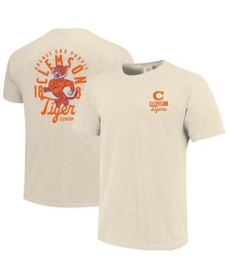 Image One - Men's Cream Clemson Tigers Comfort Colors Mascot Overlay T-Shirt