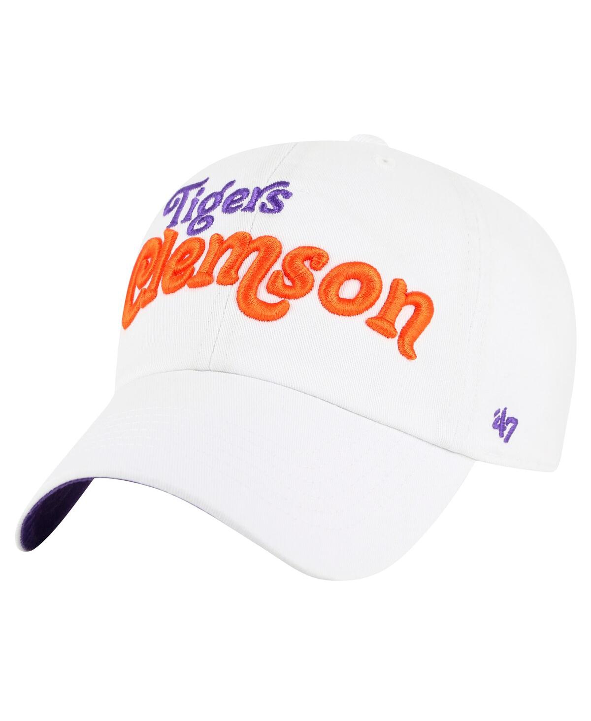 47 Brand Women's White Clemson Tigers Pensacola Clean Up Adjustable Hat In White