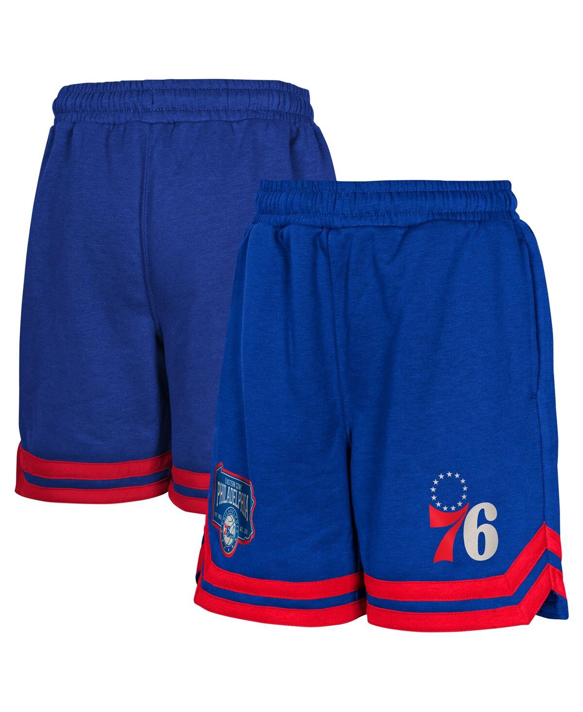 Outerstuff Big Boys And Girls Royal Philadelphia 76ers Teardrop Fleece Shorts In Royal
