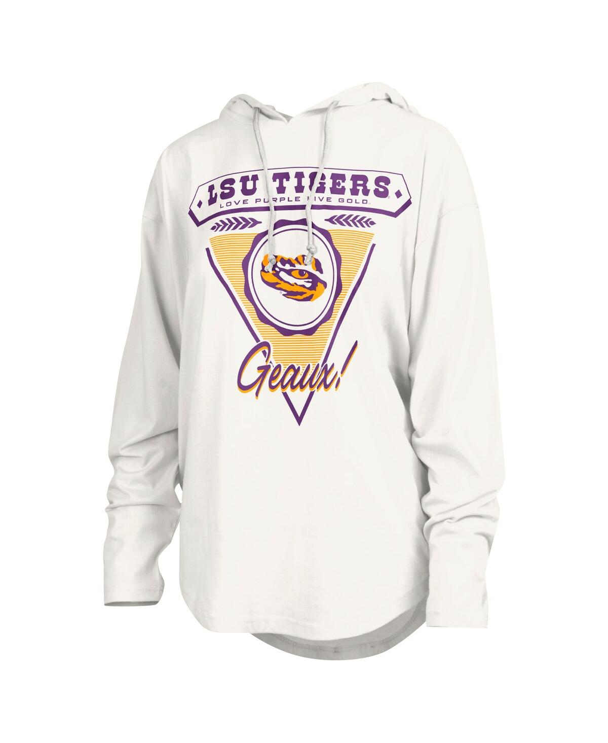 PRESSBOX WOMEN'S WHITE LSU TIGERS SAN BRUNO HOODIE LONG SLEEVE T-SHIRT 