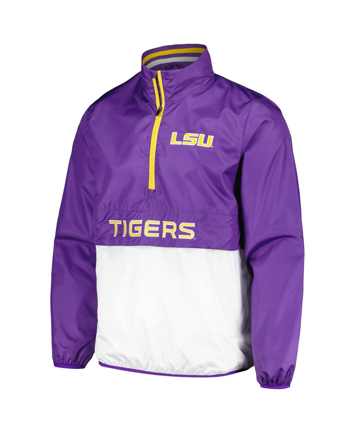 G-III SPORTS BY CARL BANKS MEN'S PURPLE LSU TIGERS CORNERMANÂ HALF-ZIP TOP 