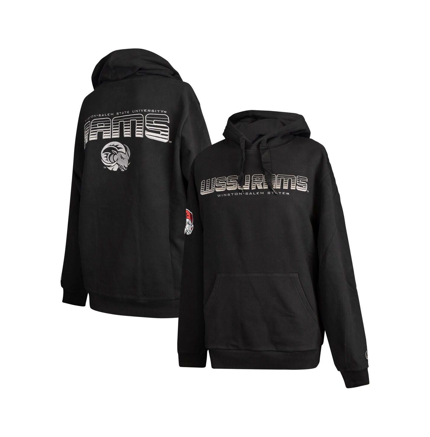 Мужское худи FISLL Black Winston-Salem State Rams Puff Print Sliced Pullover — фото 1