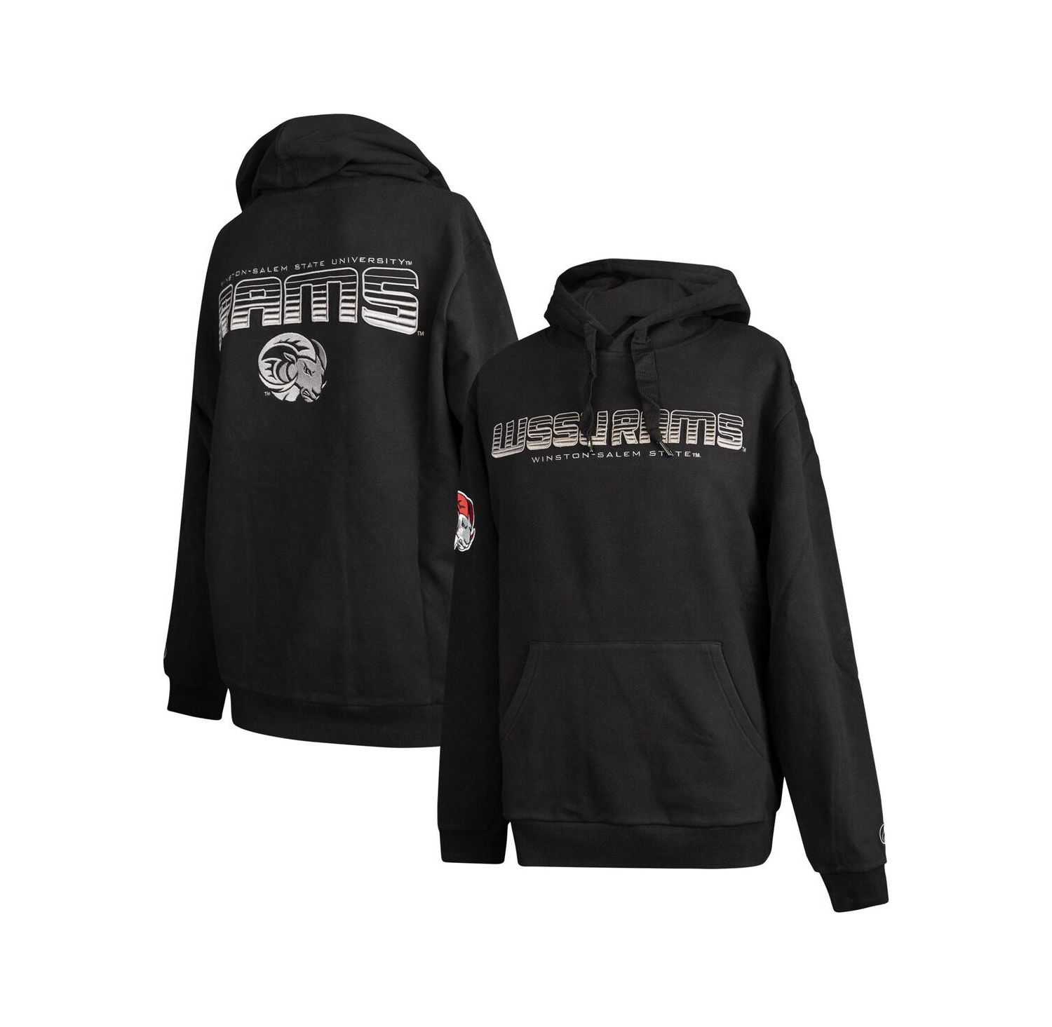Men's Black Winston-Salem State Rams Puff Print Sliced Pullover Hoodie