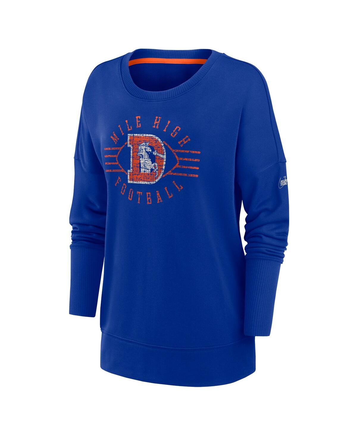 Nike Women's Royal Denver Broncos Rewind Playback Icon Performance Pullover Sweatshirt In Royal