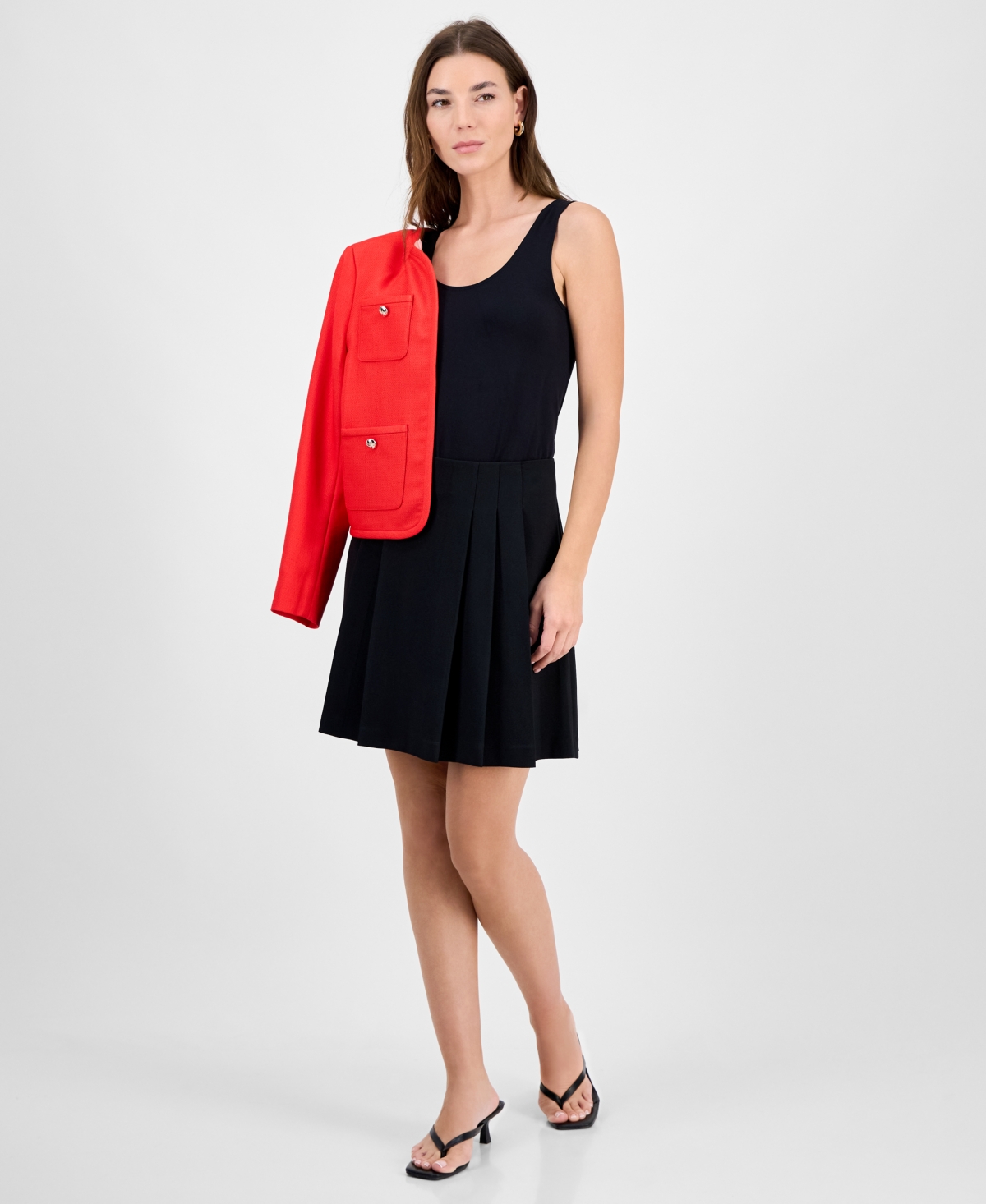 Women's Pleated Back-Zip Skirt, Exclusively at Macy's - Black