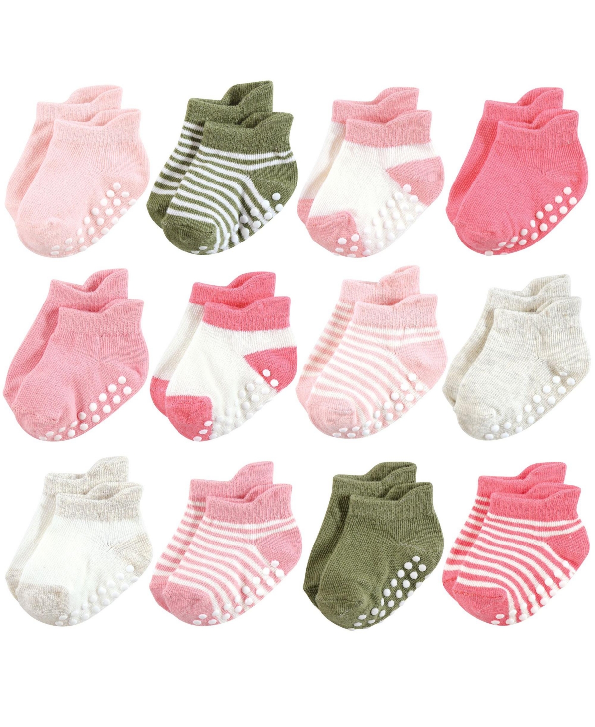 Hudson Baby Baby Girls Hudson Non-Skid No-Show Socks - Pink green