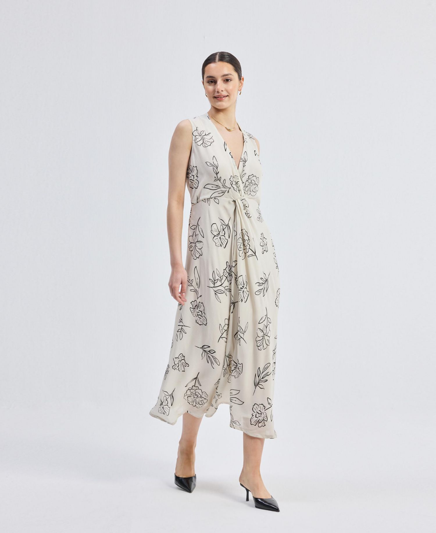 Women's Front Twist Maxi dress in Florals
