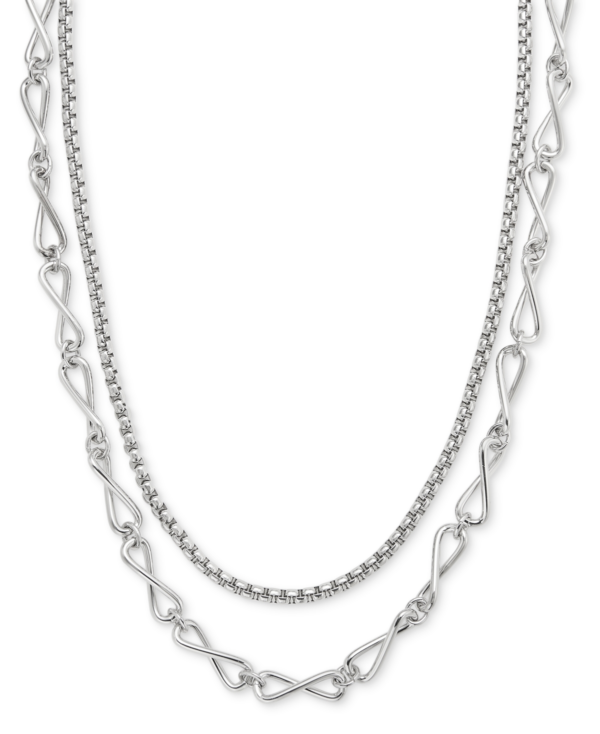 ON 34TH SILVER TONE LINK MULTI-ROW NECKLACE, EXCLUSIVELY AT MACY'S 