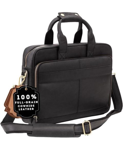 Сумка Luxorro Slim Leather Briefcase - Sleek and Elegant - Perfect for Daily Usage, цвет: Чёрный